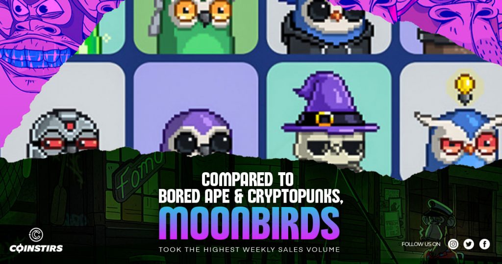 Compared to Bored Ape, CryptoPunks, Moonbirds Took the Highest Weekly Sales Volume